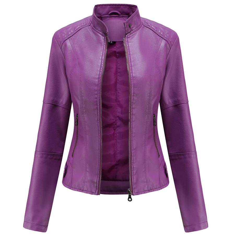 Women Faux Leather Biker Jacket PU Motorcycle Casual Zip Up Slim Coat Cropped Racer Moto Bomber Outerwear Plus Size S-4XL Oversized Fashion New