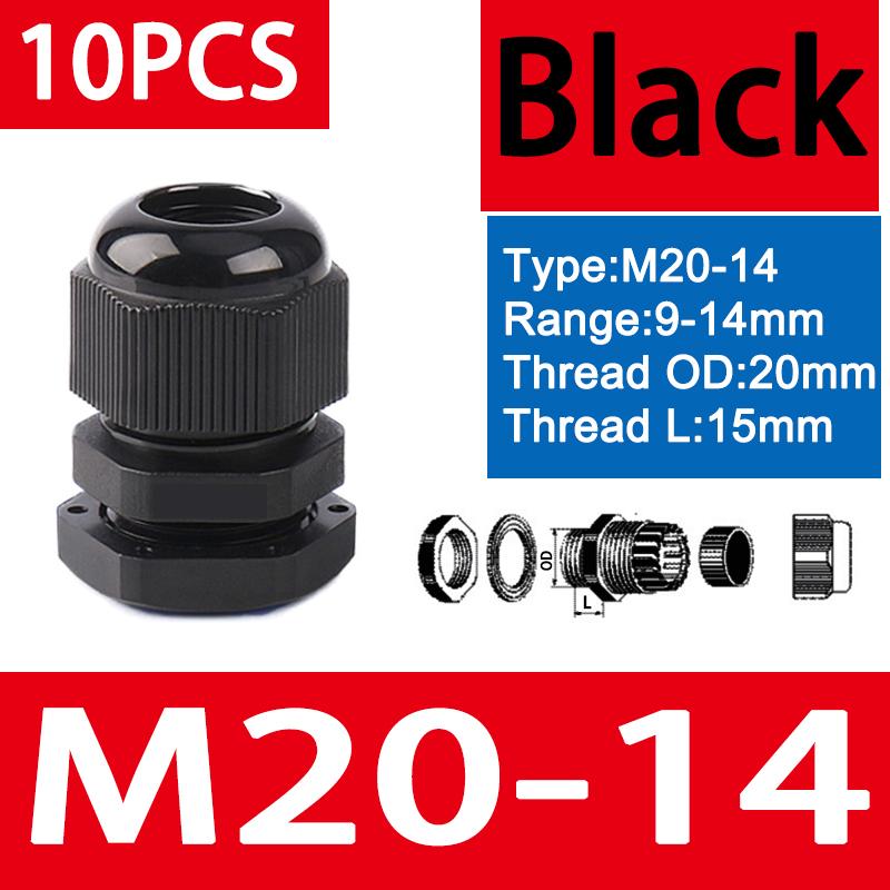 10pcs Waterproof Cable Gland M8 M12 M16 M20 M25 M32 M40 Black Plastic Seal Joint Nylon  IP68 White Cable Fixing Nylon Connector
