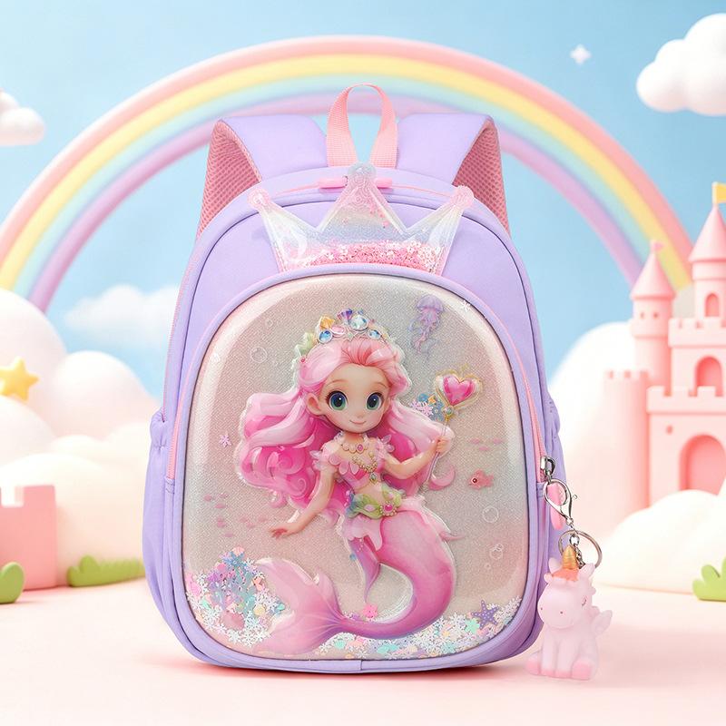 Cartoon Prinzessin Meerjungfrau Rucksack für Mädchen 3-6 Jahre Leicht Kleinkind Kindergarten Schultasche Reise Niedliche Einhorn Rucksäcke