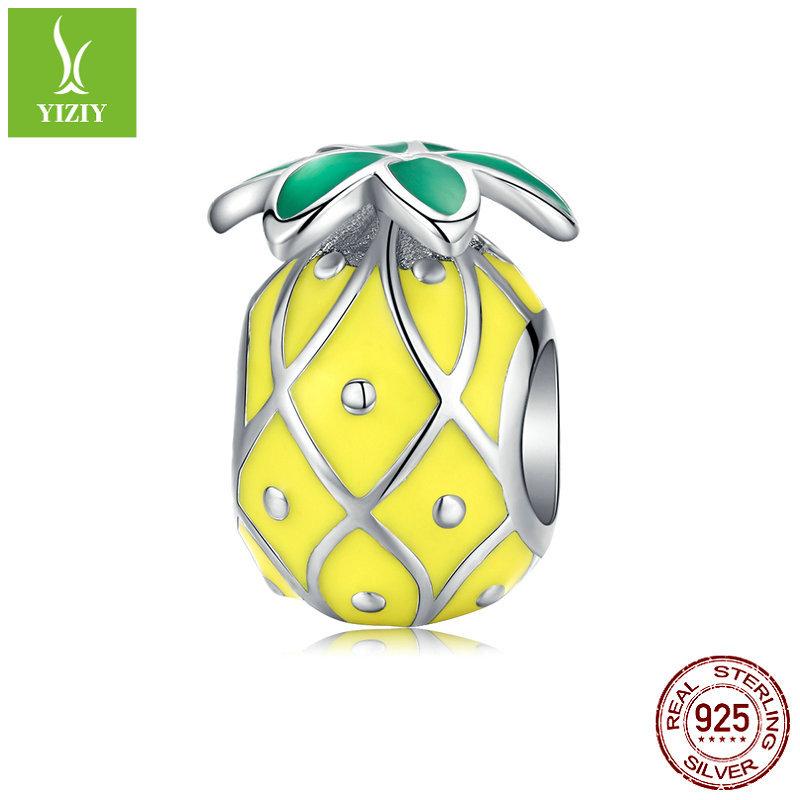 S925 Silver Colorful Fruit Loose Beads Collection Picture, Summer Pineapple Lemon Diy Bracelet Beaded Accessories