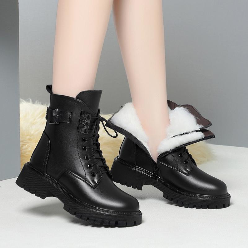 Fashion AIYUQI Women Ankle Boots 2025 Winter New Wool Warm Women Motorcycle Boots Anti-slip Large Size 41 42 43 Women's Snow Boots