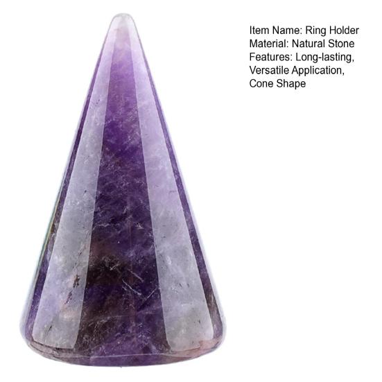 Crystal Cone Ring Holder Natural Stone Ring Stand Cone Shape Jewelry Display Stand for Retailer Home Storage Display