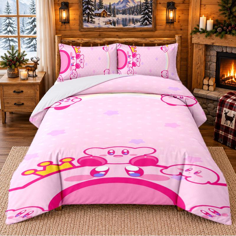 Kirby Patron Beddengoed 3-delige Set Hoeslaken En Kussenslopen Voor Binnen Slaapkamer