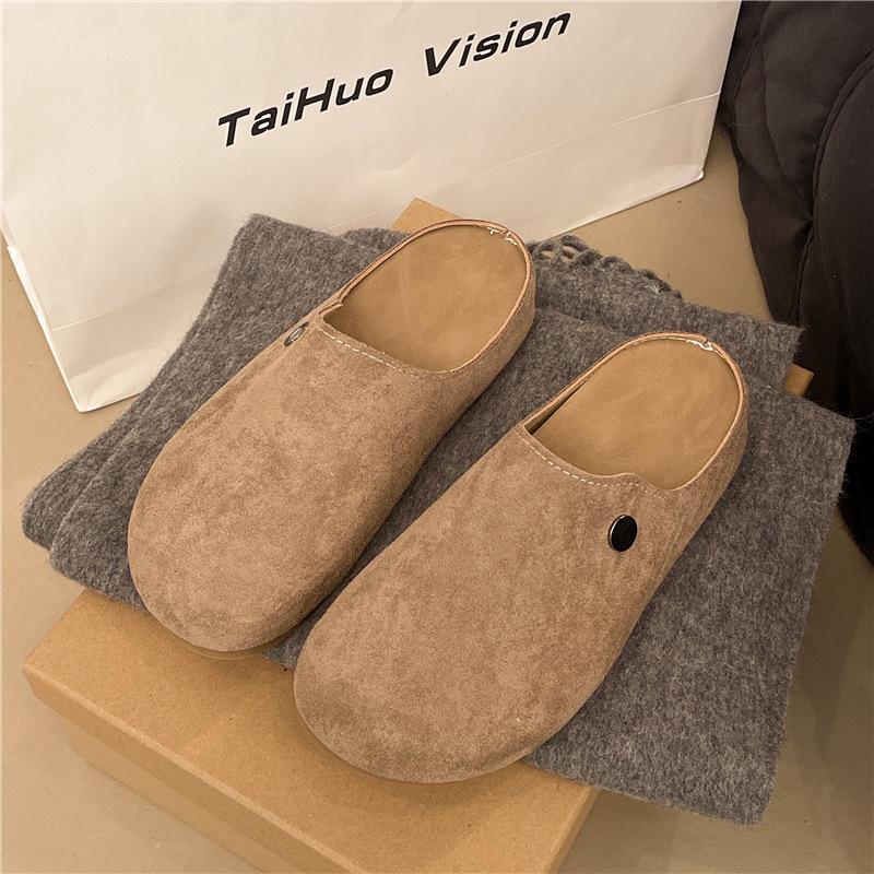 Retro Slippers Women's Outer Wear 2025 Spring New Fashion Soft Bottom Lazy One Pedal Bag Head Half Slippers Women