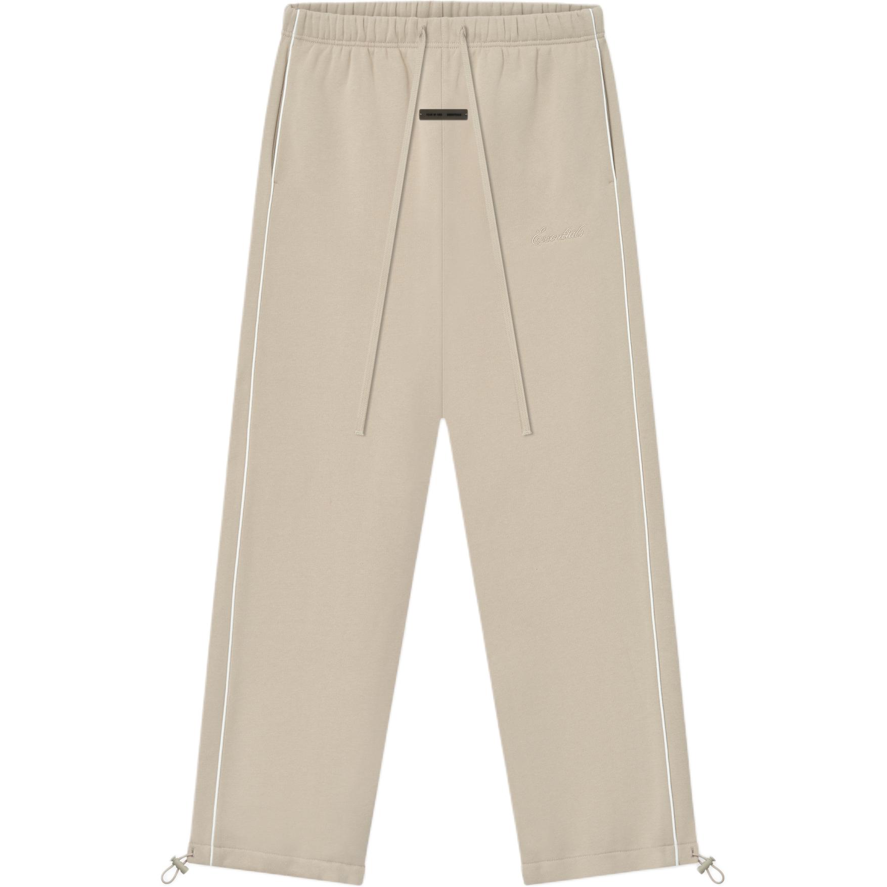 Pantalon de survêtement à piping en molleton ample Fear of God Essentials pour homme Bois de teck/Blanc nuage XL beige