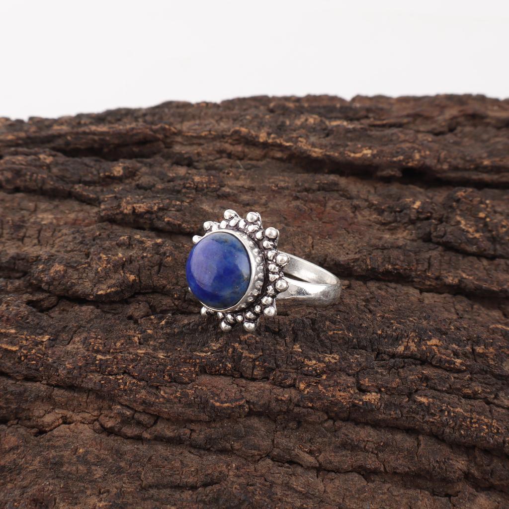 Lapis Lazuli Gemstone Jewelry, 925 Sterling Silver Ring, Handmade Adjustable Ring For Her, Balancing Gemstone Jewelry For Gift