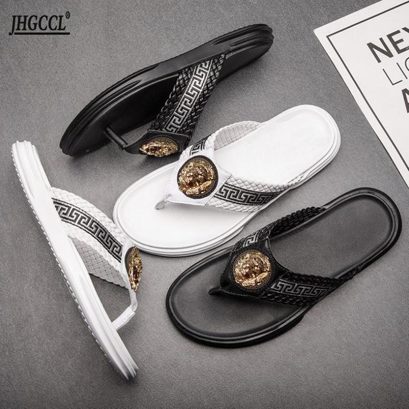 Brand Men's Slippers Casual black and White shoes My n Designer slippers Sandals Soft soled women's slippers T5