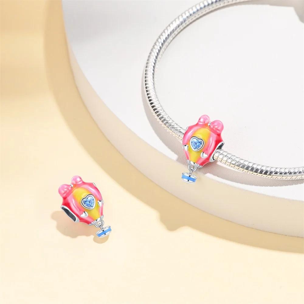 Charme Série Montgolfière en Cuivre Perles Colorées Convient aux Bracelets Originaux Pour Femmes Bijoux de Luxe DIY Cadeaux Assortiment Quotidien