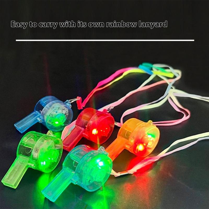Vibranted LED Light Up Whistles 6 Pack Plastic Cheering Tools for Night Event Festival Celebration