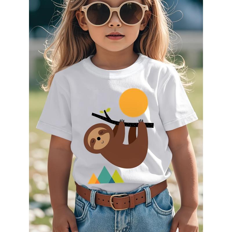 European sizes Keep Calm and Live Slo Series Boys & Girls T-Shirt - with Sloth & Mountain Graphic, Soft Stretchy Fabric