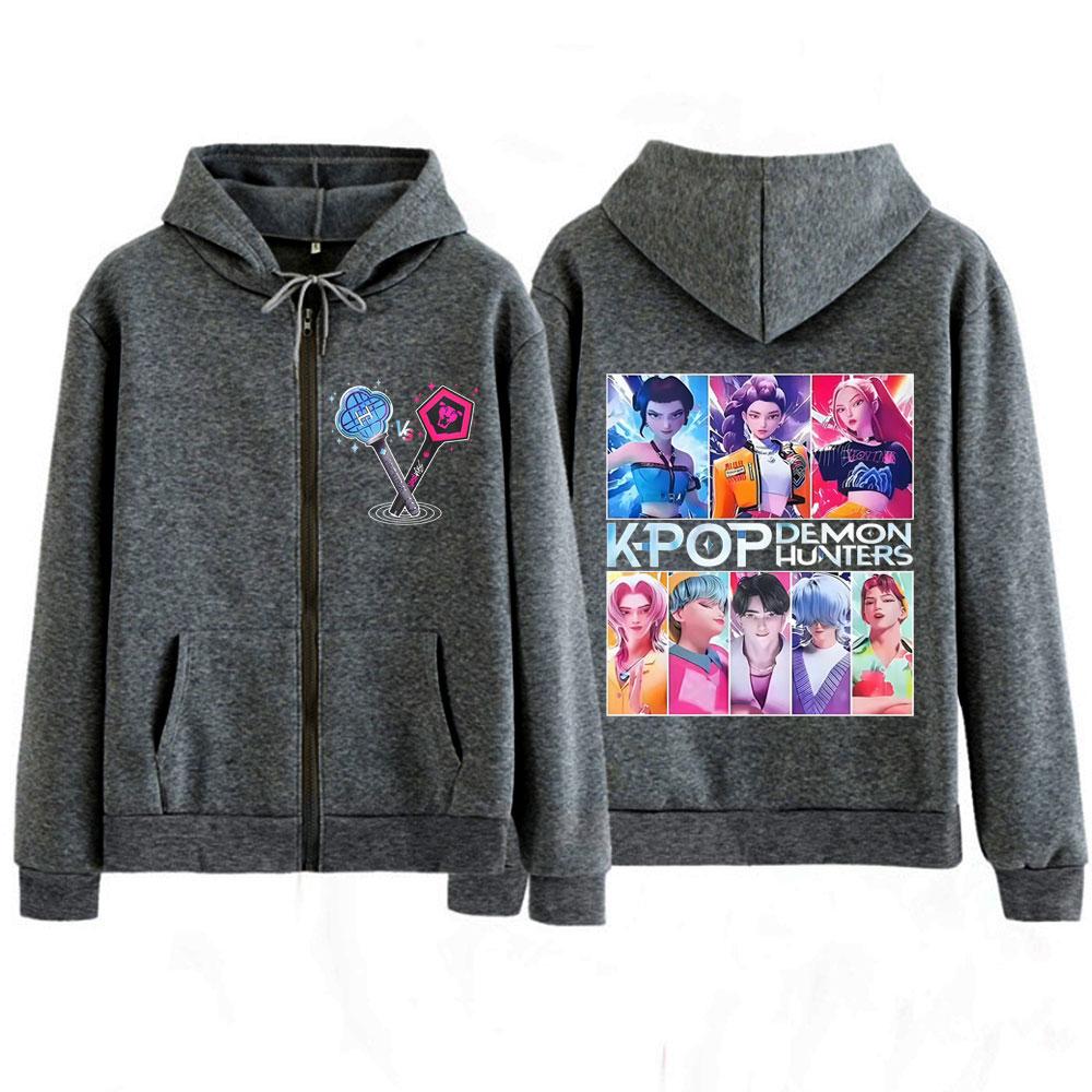 Kpop Demon Hunters Saja Boys Anime Graphic Zipper Hoodies Unisex Fashion Sweatshirt Long-sleeved Aesthetic Fan Gifts Jacket Coat