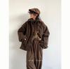 Unisex Retro Japanese Woolen Coat - Single-Breasted, Loose Fit, Raglan Sleeve