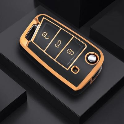 Funda de Silicona TPU para Llave de Coche Plegable para VW Volkswagen Golf 7 MK7 Tiguan MK2 para Seat Ateca Leon FR 2 Ibiza Skoda Octavia