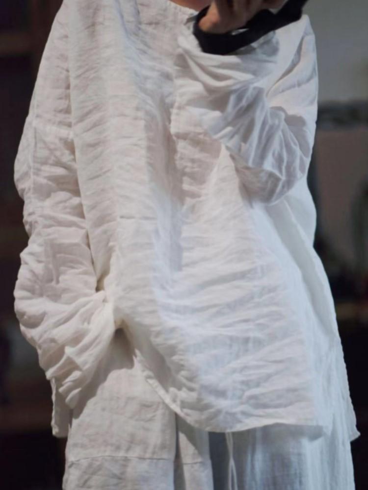 Johnature Damen Casual Weiße T-Shirts Langarm O-Ausschnitt T-Shirts Frühling Lose Hochwertige Damen T-Shirts