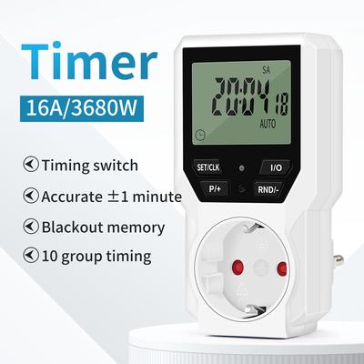Elektroniczny wyłącznik czasowy LCD cyfrowa kontrola czasu oszczędność energii menedżer programowalne gniazdo wtyczka EU automatyczny ogranicznik przepięć