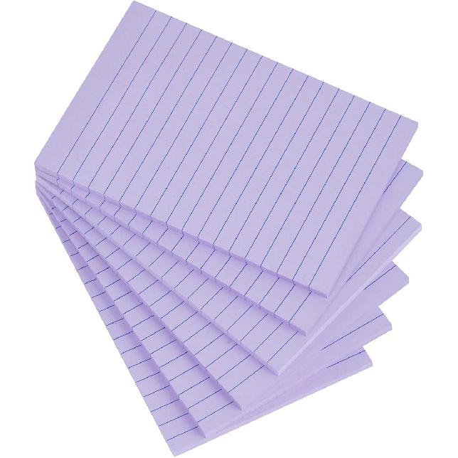Vanpad Lined Sticky Notes 4X6 in Light Purple Ruled Stickies Super Sticking Power Memo Pads Strong Adhesive, 6 Pads/Pack, 45 Sheets/pad