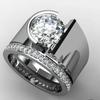 Luxus Frauen Runde Strass Intarsien Breites Band Geometrische Ring Party Schmuck Geschenk