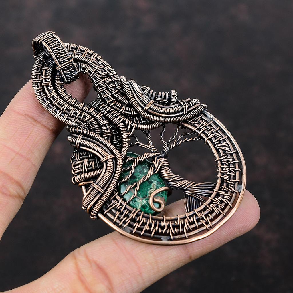Tree Of Life Cuprite Chrysocolla Pendant Copper Wire Wrapped Pendant Gemstone Handmade Pendant Wonderful Copper Wire Jewelry Gift For Mother
