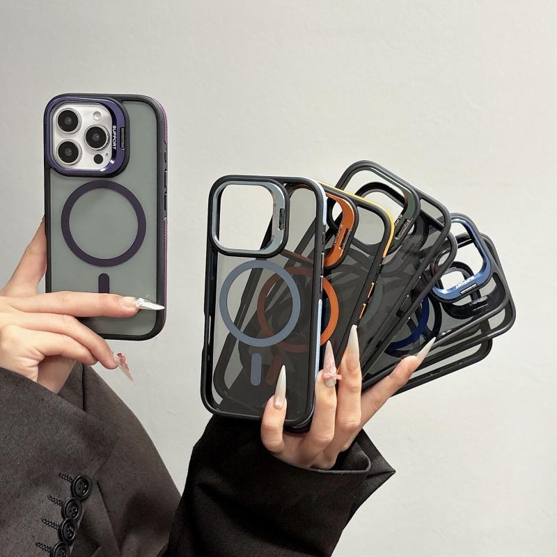 Luxury Magnetic Transparent Lens Protector Holder Case For iPhone 16 15 14 Plus 13 12 11 Pro Max Magsafe Wireless Charge Cover