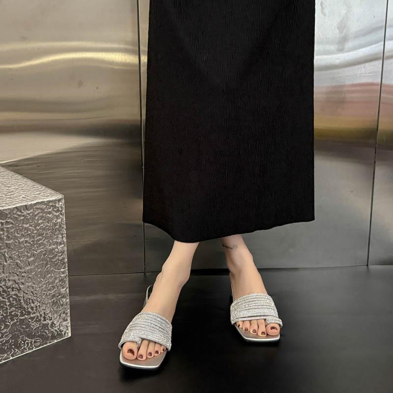 Fashion 2025 New  Square Head Sandals and Slippers for Women Daily Coarse Heel Shoes for Outer Wear Casual Fashion Summer Women's Shoes
