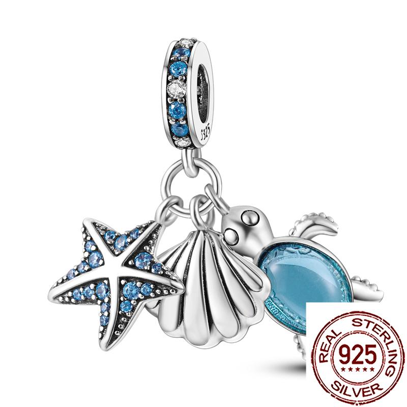 Uroki Oceanu Miedziana Rozgwiazda Muszla Ślimaka Ośmiornica Żółw Morski Ryba Koraliki Pasują do Bransoletki Naszyjnika Kobiety DIY Biżuteria