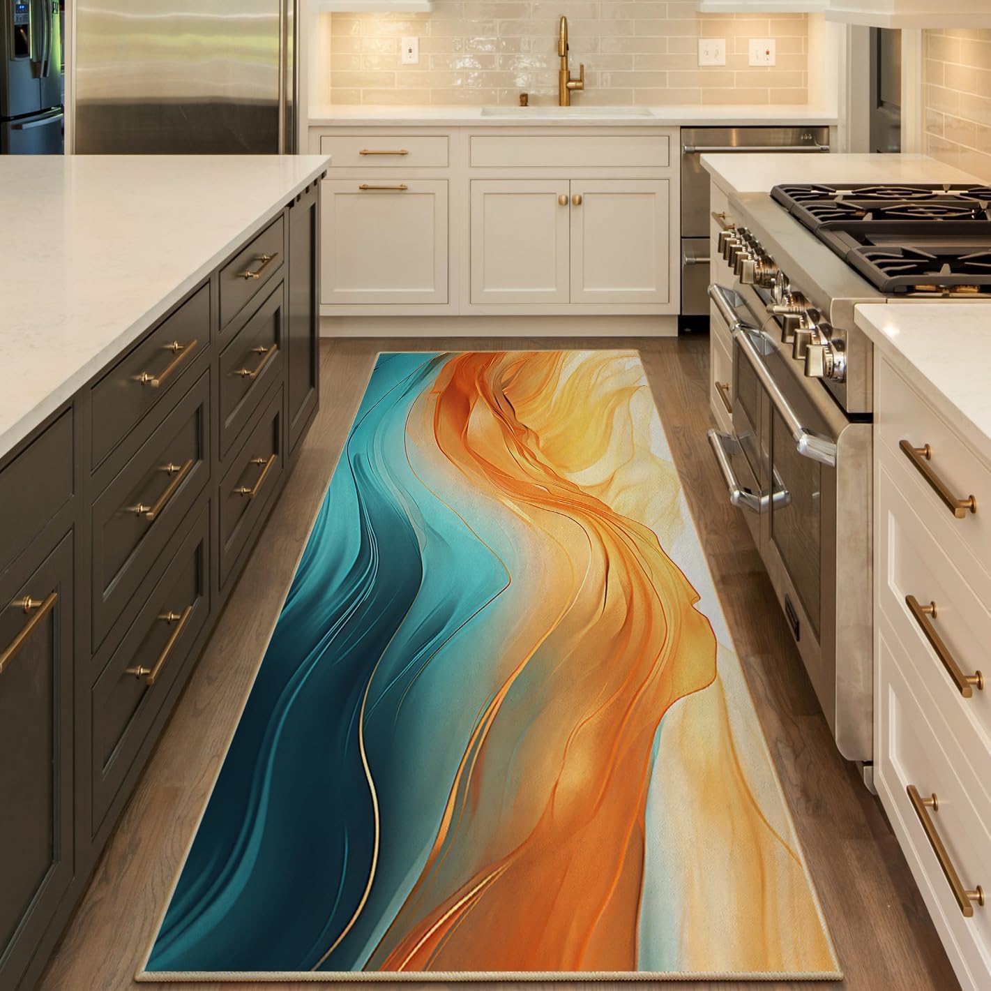 

Diffusion Art Runner Rug Colorful Gradient Design Mat Absorbent Non-Slip Home Decor Hallway Living Room Kitchen Decor Carpet 40X120CM