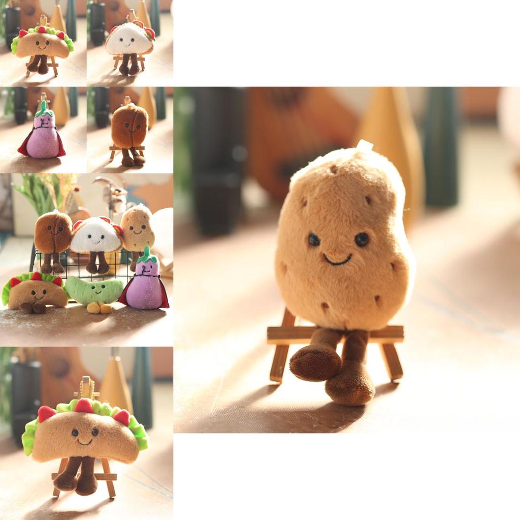Adorable Cute Sandwich Plush Toy Keychain Hamburger Eggplant Doll Accessory