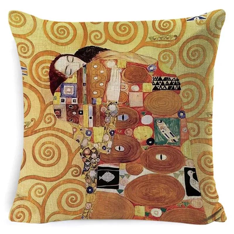 Gustav Klimt Painting Cushion Cover Gold Pattern Print Pillow Cover Throw Pillowcase Decorative For Home S