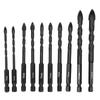 10PCS Cross Screw Drill Bit 3 Flute Cemented Carbide Masonry Twist Bits with Hex Shank