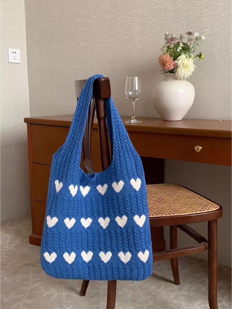 2024 Fashion Women's Woolen Knit Shoulder Bag - Handmade Underarm Tote
