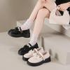 Fashion Women's Shoes Buckle  Jane Shoes Round Toe Solid Loafers Pumps Fashion JK Uniform Shoes Butterfly Knot Platform Leather Shoe