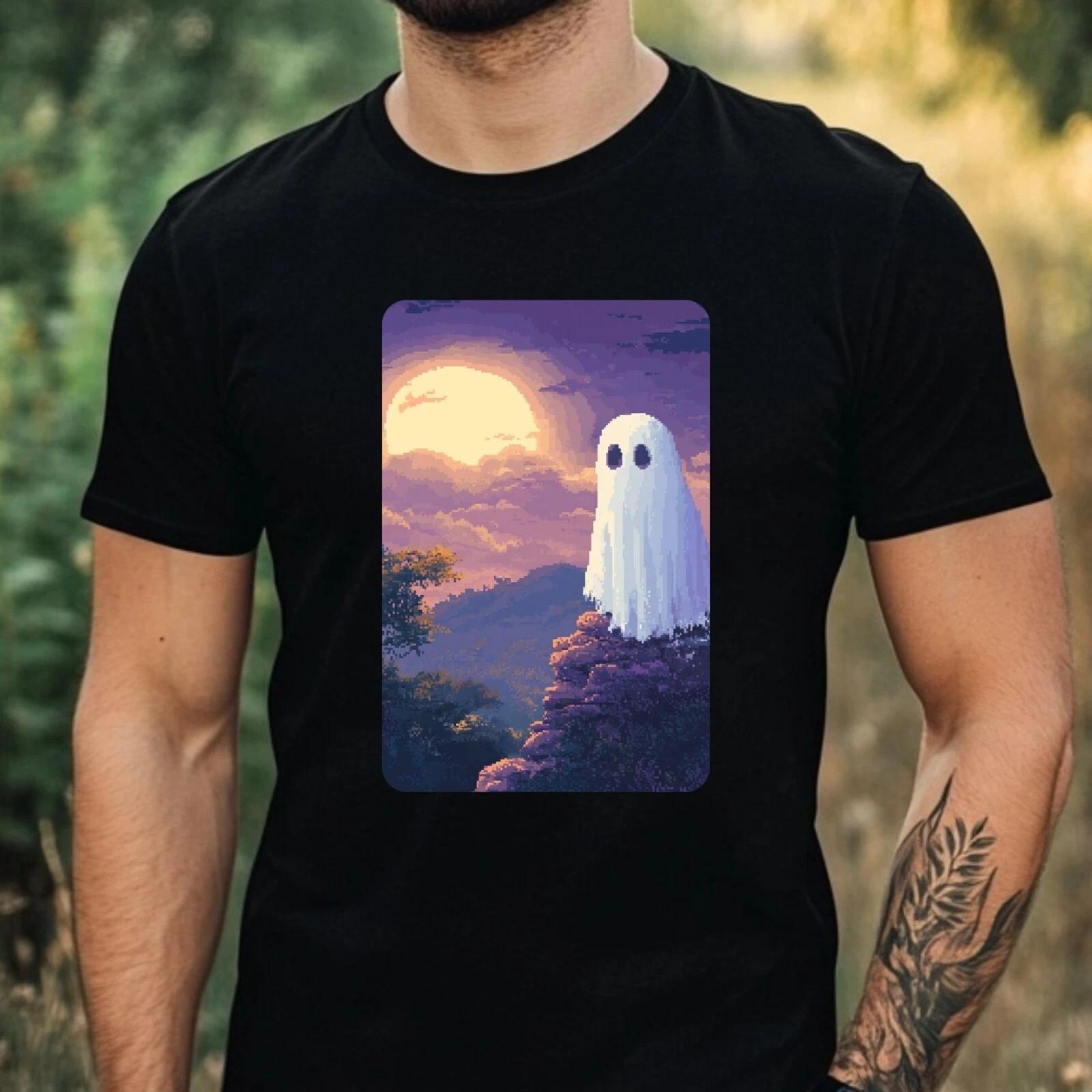 T-Shirt Herren Geist Pixel Art Motiv Baumwolle Größe XS bis 5XL M