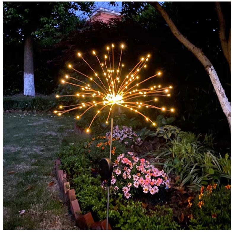 Solar LED Firework Garden Lights - Waterproof Outdoor Dandelion & Reed Decorative String Lights