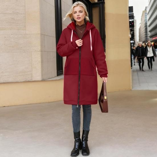 Zip Up Hoodies for Women Oversized Fleece Long Tunic Hooded Sweatshirt Fall Winter Casual Drawstring Coat with Pockets