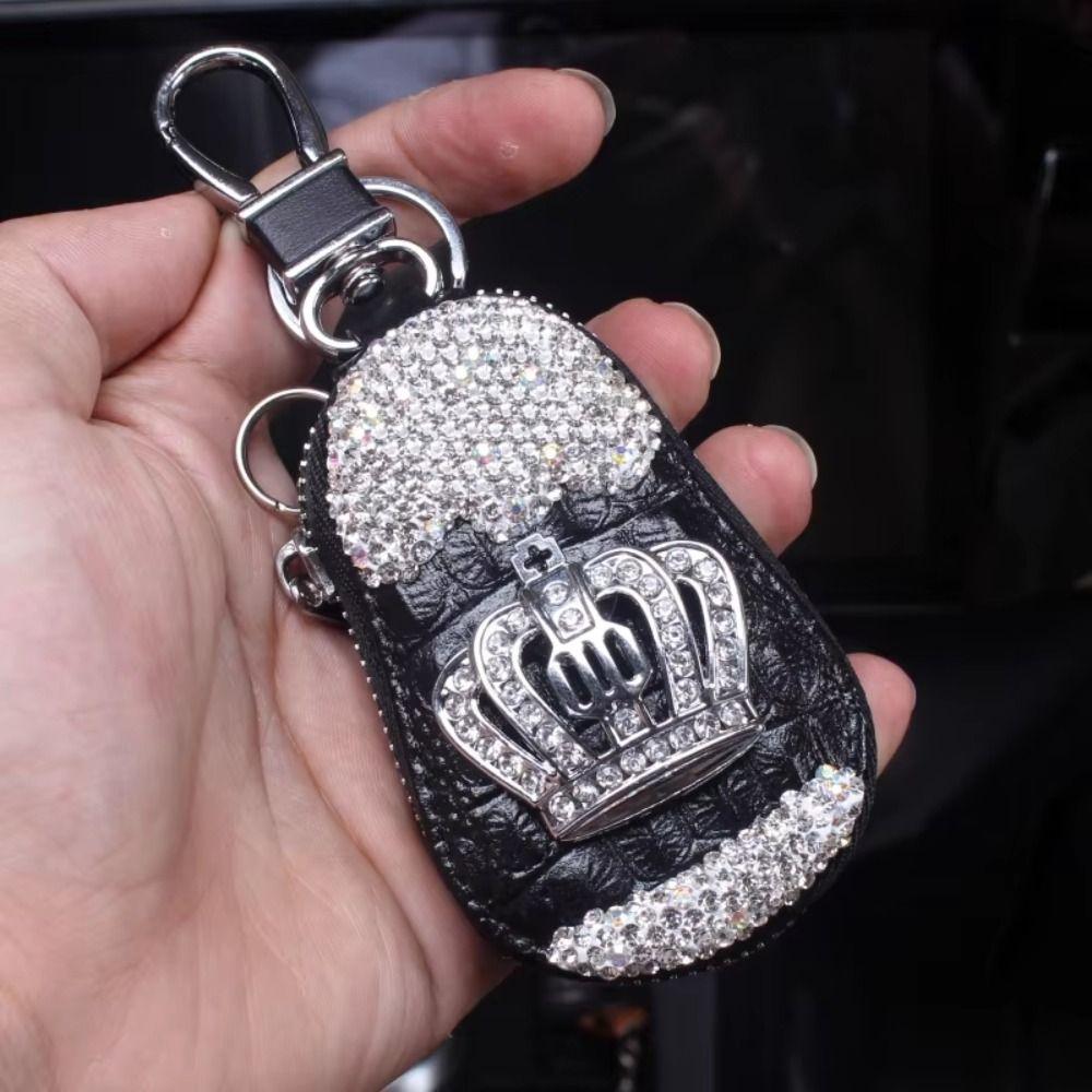 Metal Hook Car Key Case Crystal Rhinestone Keychain Accessories  Key Storage Solution