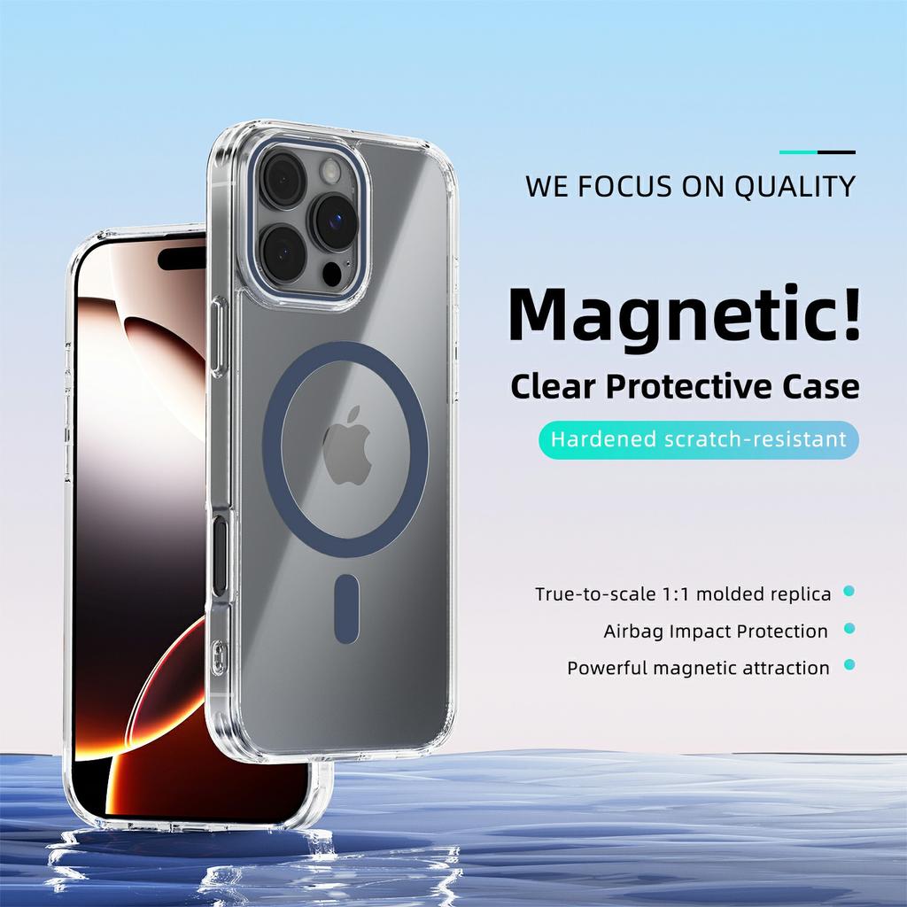 ABEEL For iPhone 16 Pro Max Case Compatible with MagSafe Anti Scratch Clear TPU PC Phone Back Cover