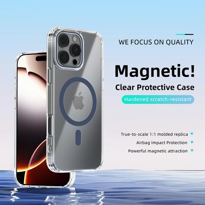 ABEEL For iPhone 16 Pro Max Case Compatible with MagSafe Anti Scratch Clear TPU PC Phone Back Cover