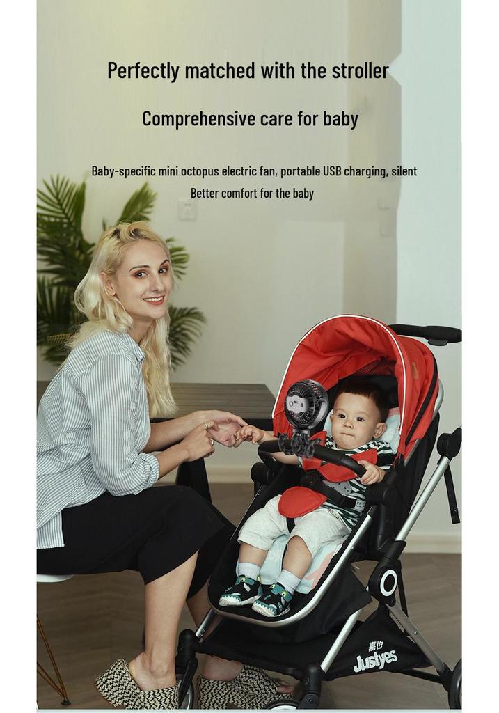 Octopus Portable Mini Fan with Ice Pack - Handheld, Hanging, and Stroller Compatible for Outdoor Use
