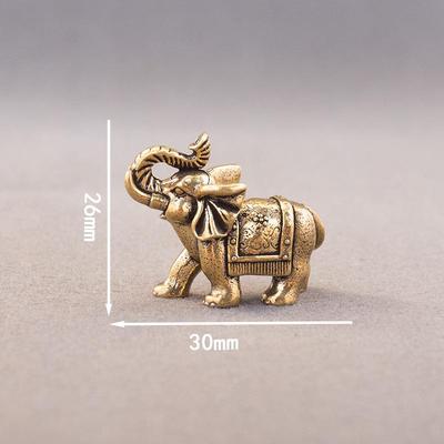 Elefante Portafortuna in Rame Piccoli Ornamenti Elefante Benedizione in Ottone Statuetta Miniatura Statua Animale in Bronzo Antico