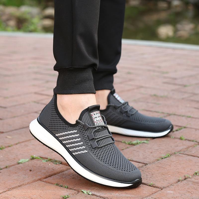 Old Man's Head New Men's Shoes Summer Breathable Fly-woven Shoes New Men's Black Mesh Travel Leisure Sports Running Shoes