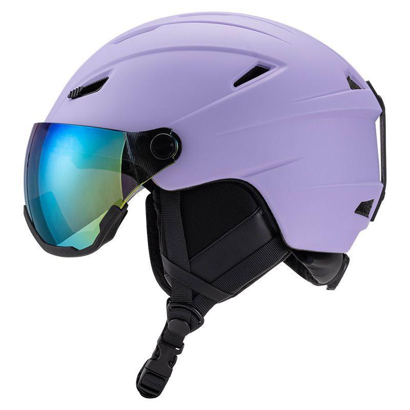 Unisex Skiing Snow Helmet With Integrated Goggle Lens Protection Adults Outdoor Winter Sports Safety Gear