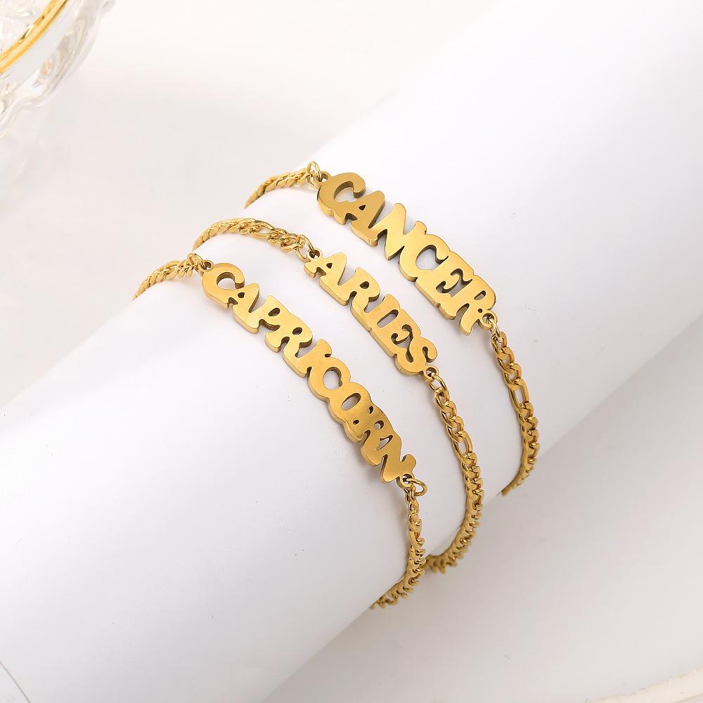Stainless steel twelve zodiac sign letters beach bracelet ankle chain personalized bracelet