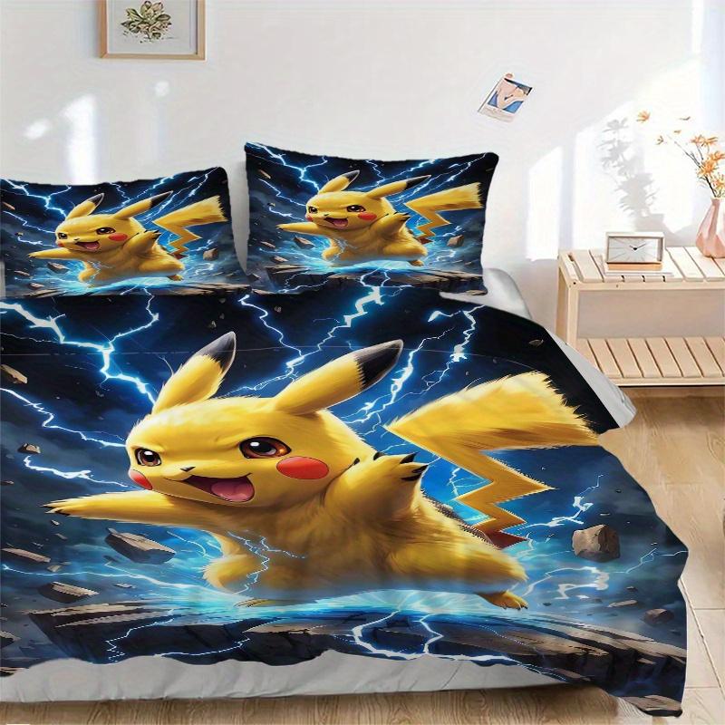 

3pcs Pikachu Lightning Themed Quilt Set - Soft and Comfortable Bedroom, Guest Room and Dorm Decor Bedding Set 1 Quilt Cover + 2 Pillowcases.F052 135x200cm
