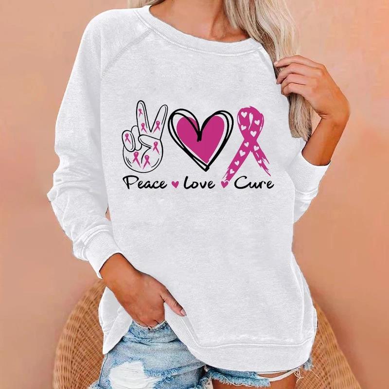 Shoulder sleeves autumn winter letter loose 3D printed long sleeved round neck sweatshirt Pullovers & Long Sleeves (women’s)