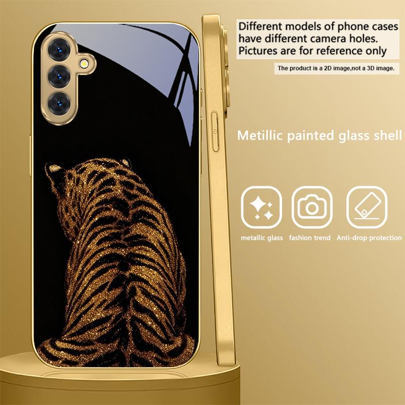 

Черный фон с леопардовым принтом Для Samsung A 31 32 A33 A34 35 14 A15 13 16 25 26 50 52 53 54 55 56 70 71 72 73 Золотой стеклянный чехол для телефона Galaxy A21s