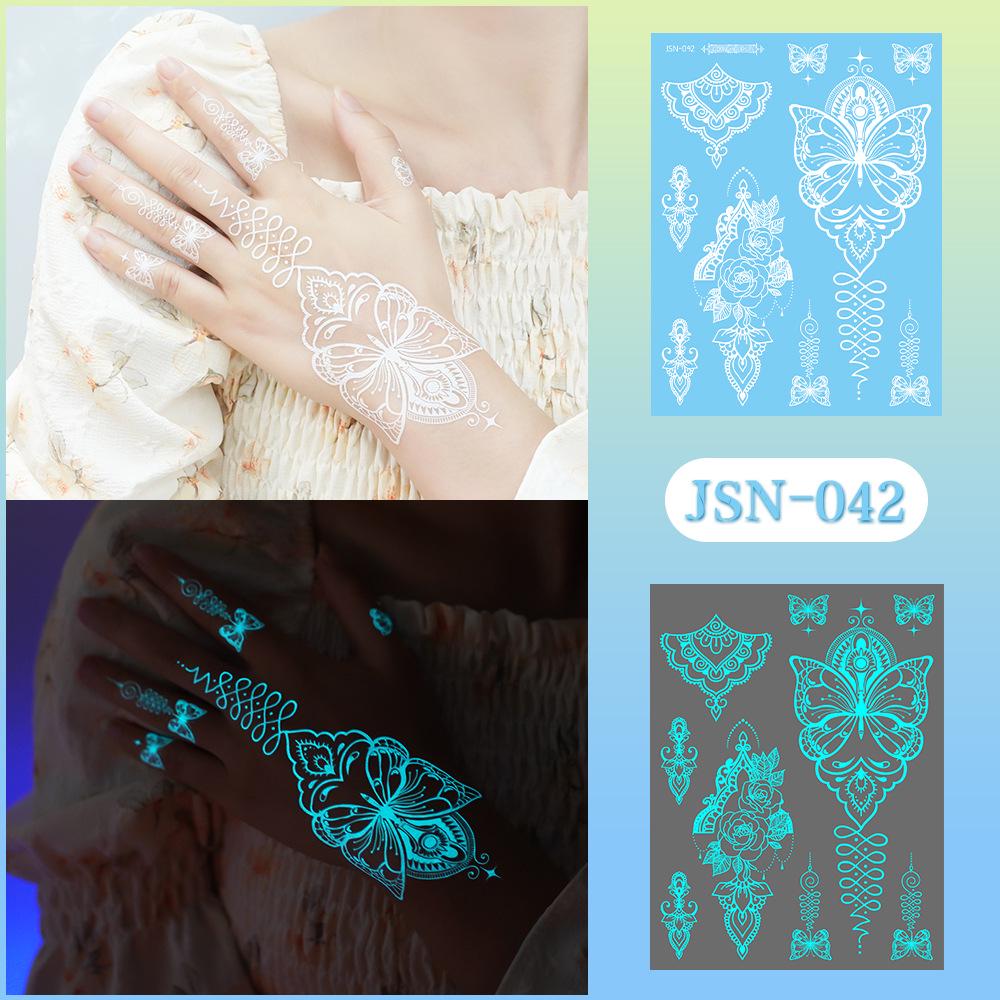 Adesivi Tatuaggio Ricaron 2024 Henné Luminoso & Farfalla Bianca per Viso & Braccio