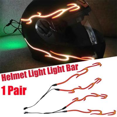 1 Par Capacete de Motocicleta LED Luz Fria Impermeável Tira Adesivo Piscante Aviso