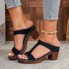 Women Summer Lightweight Hollow Sandals High Heels New Dress Chunky Open Toe Slippers Female 2025 Casual Slingback Slides Shoes