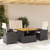 VidaXL Garden Dining Set with Cushions 4 Pcs, Patio Table, Patio Furniture, Outdoor Furniture, Black 3277320