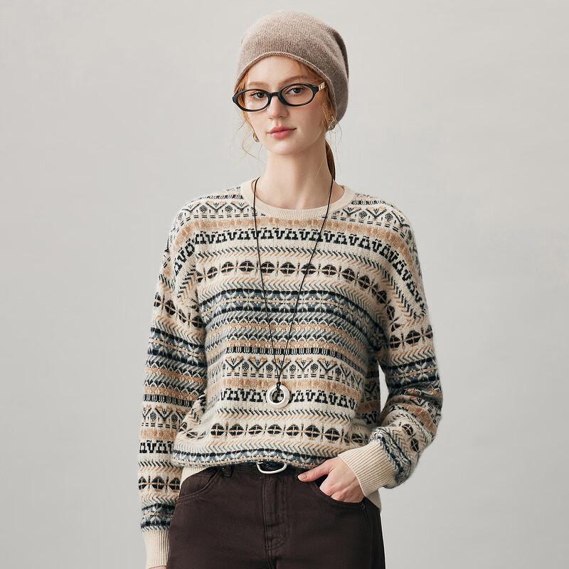 Kemengboka Women's Fair Isle Cashmere Sweater